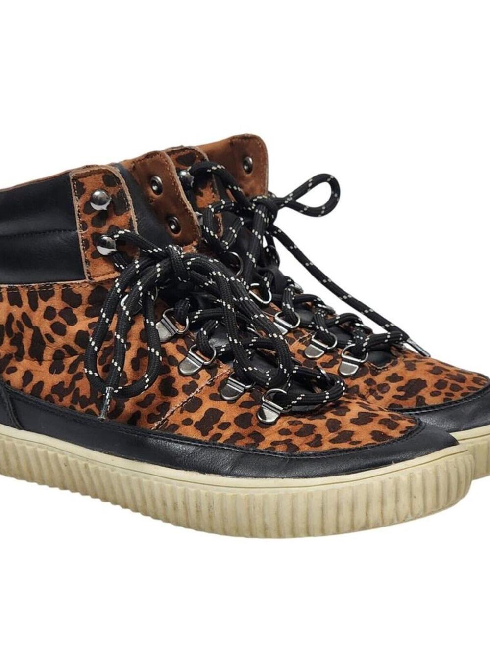 Leopard Cheetah Print Size 5 High Top Sneakers Shoes